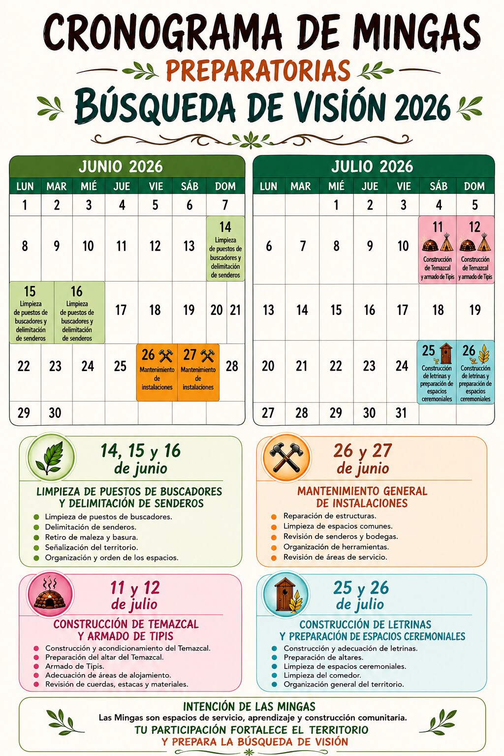 Mingas Comunitarias y Precampamento 2026